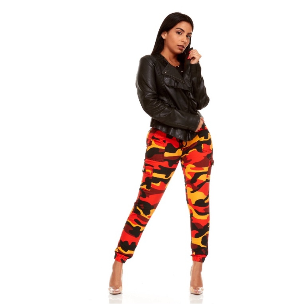 Women's Juniors Jogger  Costume Camo Camouflage Denim Jeans Versatile Cargo